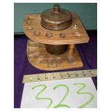 Vtg pipe stand with tobacco container