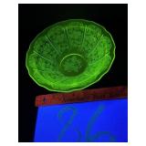 8.5 inch uranium glass, cherry blossom bowl