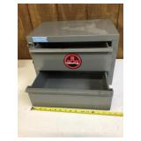 Two drawer lockable steel cabinet 18 x 12 x 12