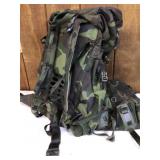 Military style camo, backpack with frame and