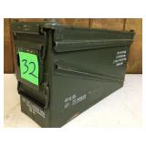 Orange double handled metal ammo box