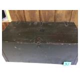 Old military wooden footlocker, 32 x 16 x 13