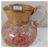 cranberry pitcher w/enamel overlay cranberry pitcher w/enamel overlay
