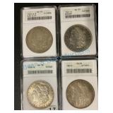 Graded Morgan silver dollars as photographed Graded Morgan silver dollars as photographed