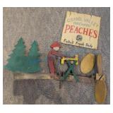 Whirly gig as found and peach sign Whirly gig as found and peach sign