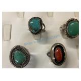 Navajo Sterling rings with turquoise or coral Navajo Sterling rings with turquoise or coral
