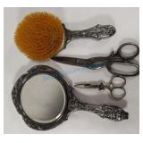 Mirror, brush, scissors Mirror, brush, scissors