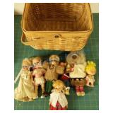 Dolls from around the world and basket Dolls from around the world and basket
