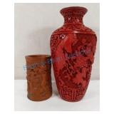 Chinese vase and brush pot Chinese vase and brush pot