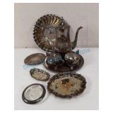 Silverplate tea service, dish, trinket plates Silverplate tea service, dish, trinket plates