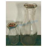 Milk bottles with lids Milk bottles with lids