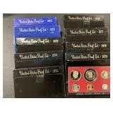 Proof sets 1971 through 1979 with proof dollars Proof sets 1971 through 1979 with proof dollars