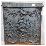 antique iron furnace door w/ cherubs antique iron furnace door w/ cherubs
