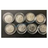 Group of eight, 1/4 ounce silver coins Group of eight, 1/4 ounce silver coins