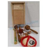 Mallets, washboard, roller Mallets, washboard, roller
