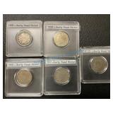 Group of five liberty head nickels as photographed Group of five liberty head nickels as photographed
