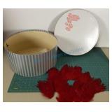 Old hat box and millinery feathers Old hat box and millinery feathers