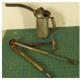 brass and wood hand tools and oil can brass and wood hand tools and oil can