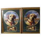 Two Golden retriever framed art Two Golden retriever framed art