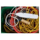 Big tub of extension cords, work lights Big tub of extension cords, work lights