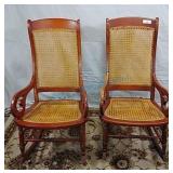 pair of victorian rockers w woven cane seats pair of victorian rockers w woven cane seats