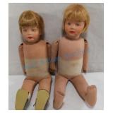 Two fabric faced dolls Two fabric faced dolls