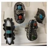 group of 4 silver Native American group of 4 silver Native American