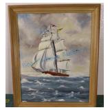 Framed ship painting Framed ship painting
