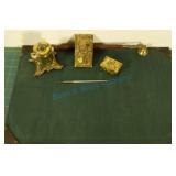 Painted gold desk set and desk pad Painted gold desk set and desk pad
