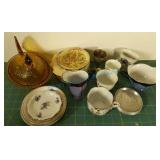 Estate cups, chicken dish, tiny plates Estate cups, chicken dish, tiny plates