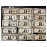 Group of 15 silver certificates Group of 15 silver certificates