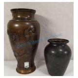 Two metal vases Two metal vases