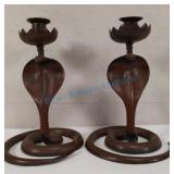 Antique Cobra candlesticks Antique Cobra candlesticks