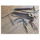 Antique brass pump meat saw and more Antique brass pump meat saw and more