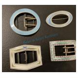 Silver Guilloche buckles and brooche Silver Guilloche buckles and brooche