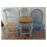 Three custom painted chairs Three custom painted chairs