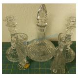 Cut glass candlesticks decanter crystal vase c Cut glass candlesticks decanter crystal vase c