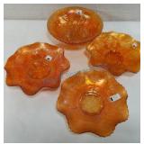 Carnival glass candy dishes and bowl Carnival glass candy dishes and bowl