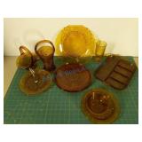Amber colored glass group Amber colored glass group