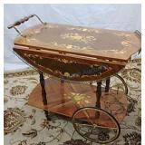 tea cart with brass wheels and trim tea cart with brass wheels and trim
