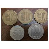 100, 10, 50 won- South Korea 100, 10, 50 won- South Korea