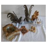 Brass roosters as found. Ashtrays more Brass roosters as found. Ashtrays more