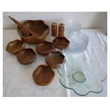 Wood and glass salad sets Wood and glass salad sets