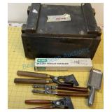 Bullet molds and wooden ammo box Bullet molds and wooden ammo box