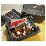 Two wooden ammo crates one with assorted small Two wooden ammo crates one with assorted small