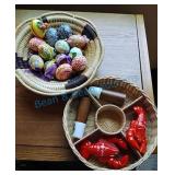 Hand woven basket with hand painted eggs Lobster Hand woven basket with hand painted eggs Lobster
