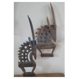 2 African wood art 'goats' 32in 2 African wood art 'goats' 32in