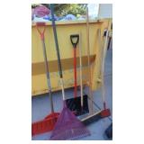 Shovels, broom, rake Shovels, broom, rake