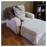 Exceptional Neutral Broyhill Chair & Ottoman Exceptional Neutral Broyhill Chair & Ottoman