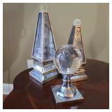 Modern Mirrored Decor w/ Glass Sphere Modern Mirrored Decor w/ Glass Sphere